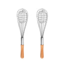 2Pcs Wood Handle Manual Egg Beater Egg Mixer Blender stainless steel 43 NGI