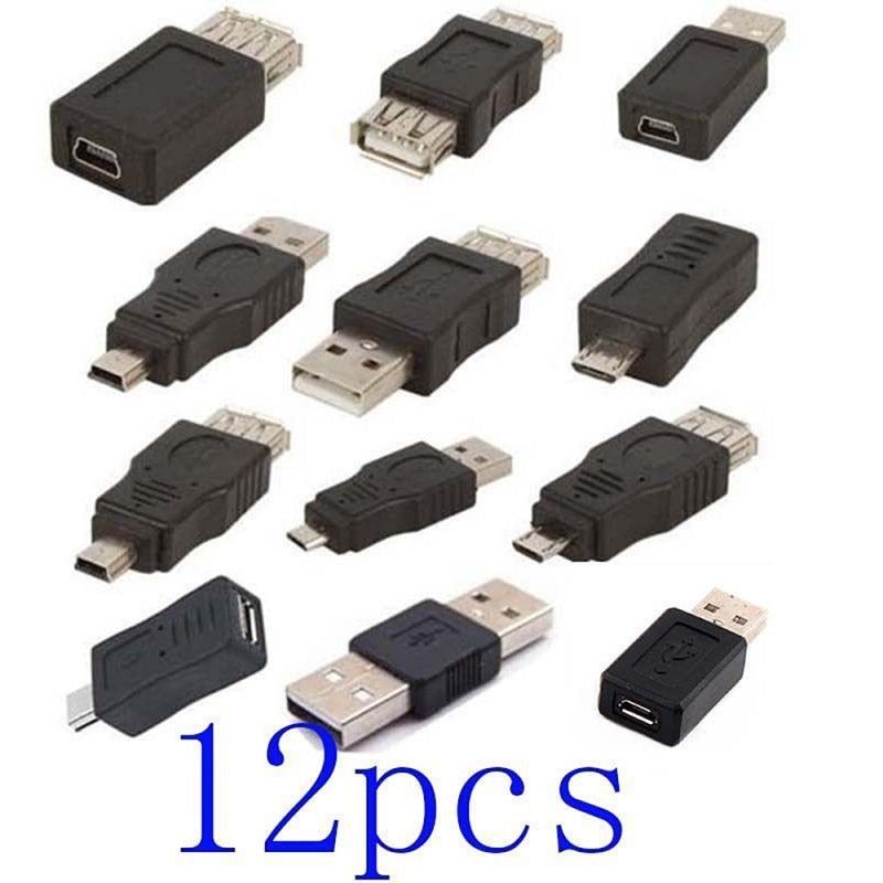 12x OTG F/M USB Male To Female Micro Mini Changer USB Adapter Converter 5 Pin