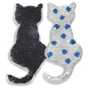 Cat Design Reversible Change color Sequins Sew On Patches For Clothes DIY DVM