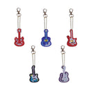 5PCS Guitar DIY Full Diamond Diamond Painting Keychain Key Ring Key Cha CRX