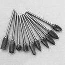 10Pcs 3x 6mm 1/4" inch Tungsten steel Solid Carbide Burrs Rotary Tool Drill Bit