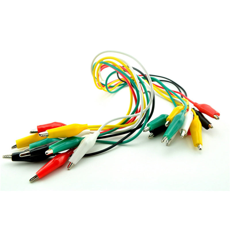 20pcs Alligator Crocodile Clip Test Lead 5 Coloured Cable Wire Double End Jumper