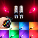 2x T10 W5W 5050 6SMD RGB LED Multi Color Light Car Wedge Bulbs Remote Control  d
