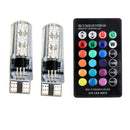 2x T10 W5W 5050 6SMD RGB LED Multi Color Light Car Wedge Bulbs Remote Control  d