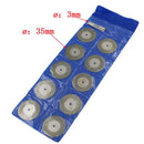10X 35mm Mini Diamond Cutting Disc Saw Blade for Glass Rotary Tool 3mm Shank
