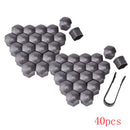 40PCS Wheel Lug Nut Center Cover Grey 21mm Bolt Cap Dust Cover & Removal Tool