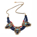 Lady Retro Turquoise Coral Blue Bead Tibetan Necklace Lapis Lazuli Alloy Pendant