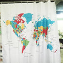 Shower Curtain World Map Design Bathroom Waterproof Fabric 12 Hooks qer YWD BBS