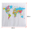 Shower Curtain World Map Design Bathroom Fabric 12 Hooks Waterproof