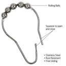 24pcs Shower Curtain Rings Curtain Rod Roller Ball Hooks Metal Bathroom cvb