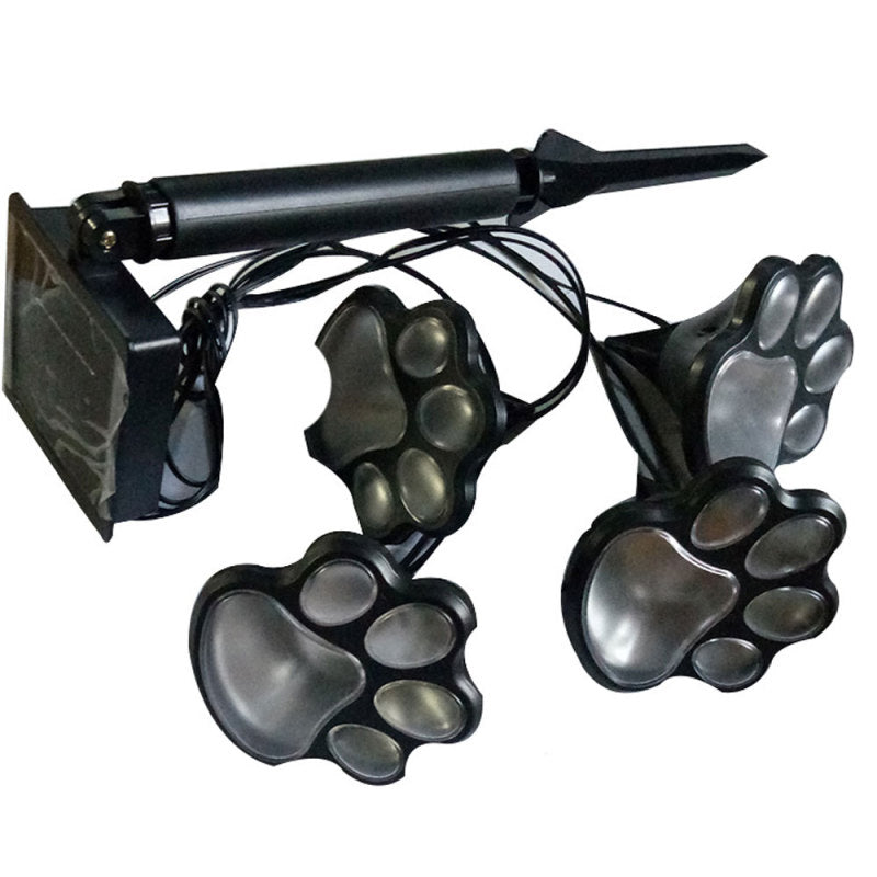 4 Solar Dog Animal Paw Print Lights Garden Statue Lantern LED Path Light Lamp