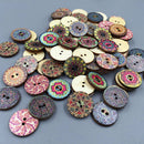 25mm Flower Wood Button 100Pcs Mixed Apparel Sewing Coat Craft DIY 2 Holes Nice