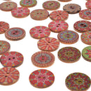 25mm Flower Wood Button 100Pcs Mixed Apparel Sewing Coat Craft DIY 2 Holes Nice