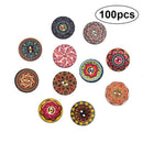 25mm Flower Wood Button 100Pcs Mixed Apparel Sewing Coat Craft DIY 2 Holes Nice
