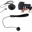 Black Camera Lens Cover Cap Keeper Holder Strap Lanyard Rope Anti-lost String x1