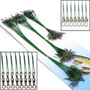 New Three Sizes 72pcs Fishing Trace Lures Leader Steel Wire Spinner Line Green v