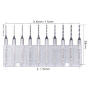 10pcs 0.6-1.5mm Carbide End Mill Set Engraving CNC PCB Bits for Rotary Burrs
