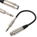 3-Pin XLR Female to 1/4 6.35mm Mono Jack Male Plug TRS Audio Cable Mic HPM