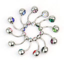 Lots 12PCS 316L Surgical Steel Crystal Rhinestone Belly Button Navel Bar Ring Pi