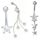 Charm Clear Surgical Steel Navel Belly Button Bar Ring 10mm Star Body's Piercing