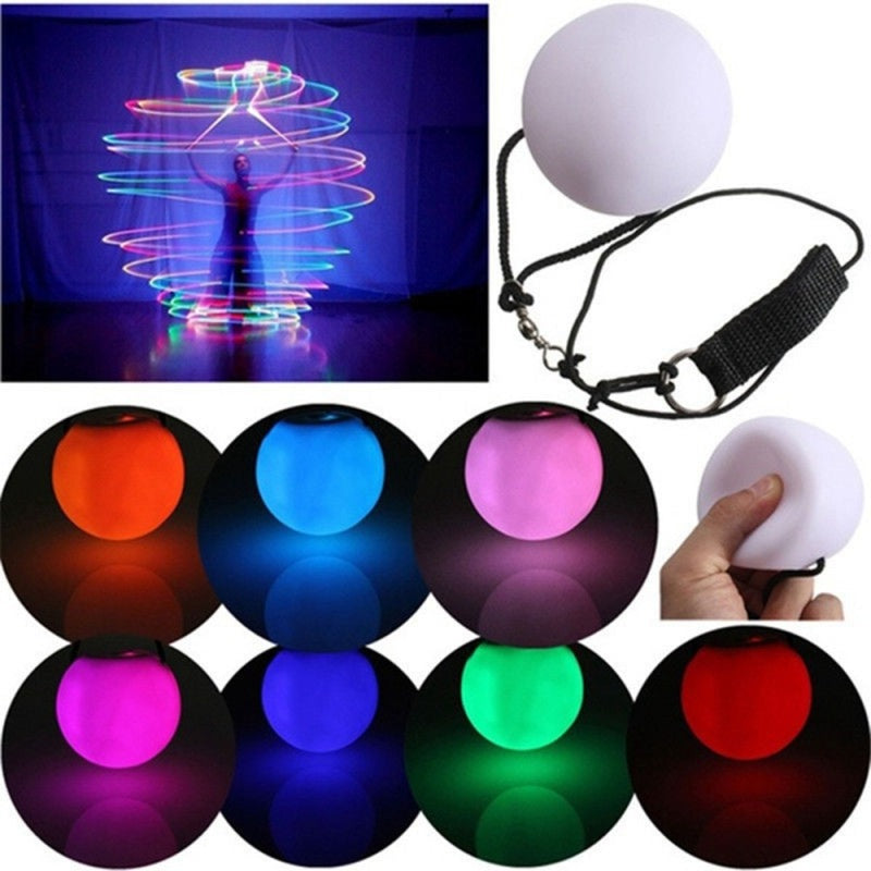 LED Multi-Coloured Glow POI Thrown Ball Light up Bulb For Belly Dancing Hand