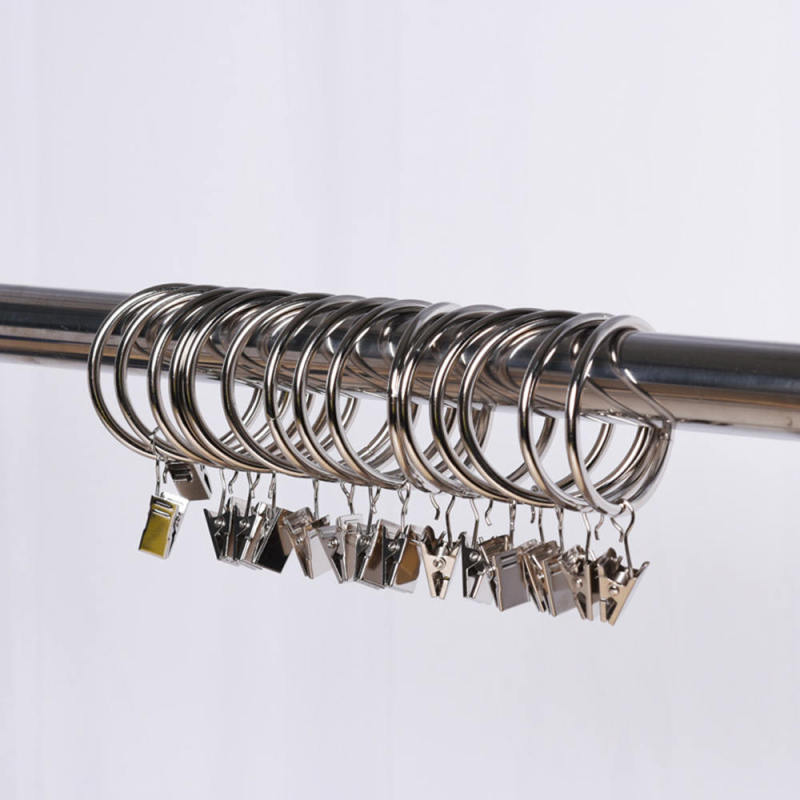 24 Pack Curtain Rings with Clips Can Open and Close 1.5-Inch Diameter Rings