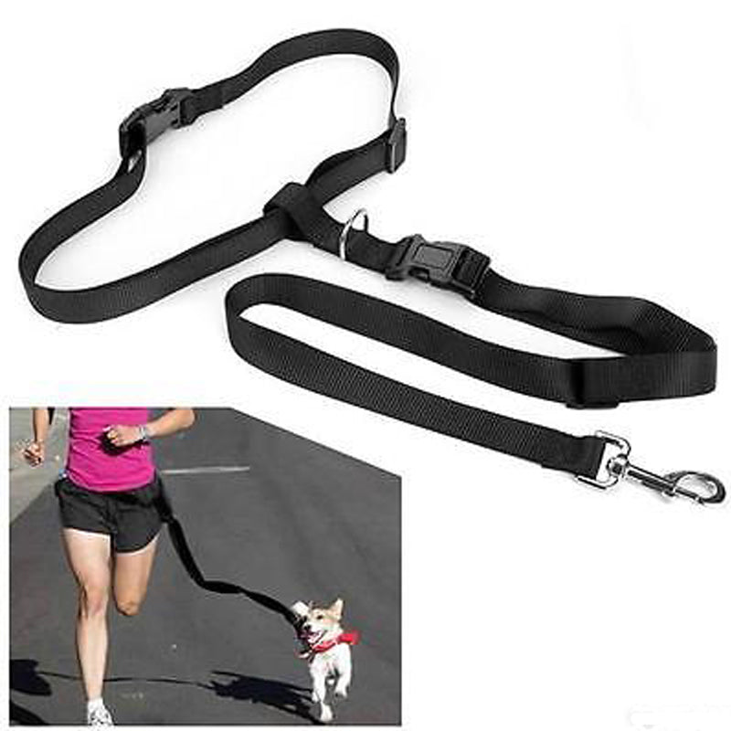 Great Adjustable Handsfree Dog Walking Running Jogging Lead Leash Wais Hot