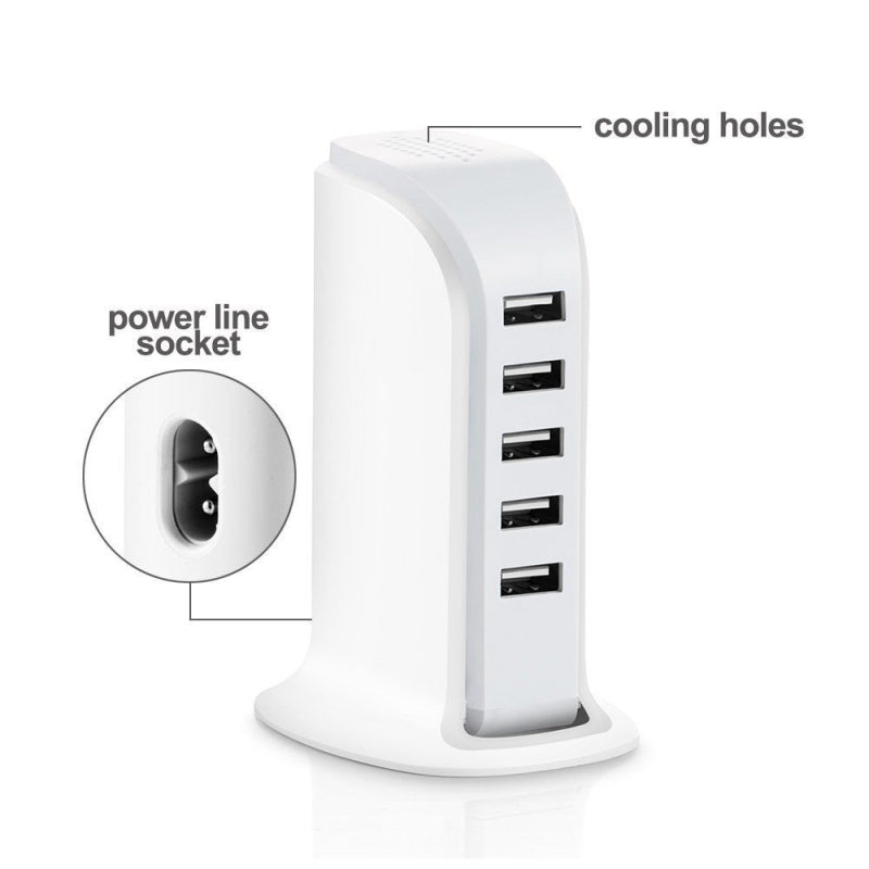 Universal 5 Port USB Wall Travel Charger Desktop USB Hub Charging Station rtb