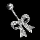 Fashion Navel Belly Button Barbell Ring Sweet Bowknot Bow Rhinestone Crystal