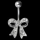 Fashion Navel Belly Button Barbell Ring Sweet Bowknot Bow Rhinestone Crystal