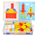 170Pcs/set Wooden Tangram Puzzle Toys Geometric Shape Game Kids Education TMX