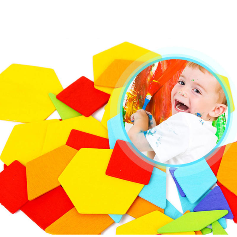 170Pcs/set Wooden Tangram Puzzle Toys Geometric Shape Game Kids Education TMX