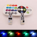 2x T10 6SMD 5050 RGB LED Car Dome Reading Light Lamp Bulb with Remote Control