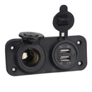 Car Charger Dual USB Port Splitter Socket Power Lighter Outlet 10*5*3.7cm Black