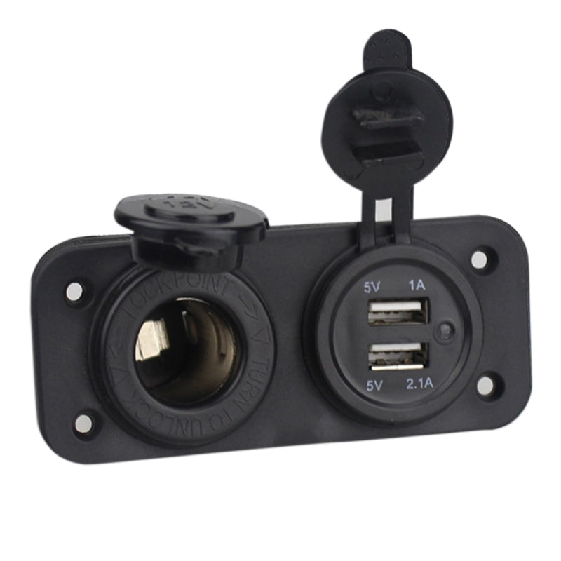 Car Charger Dual USB Port Splitter Socket Power Lighter Outlet 10*5*3.7cm Black