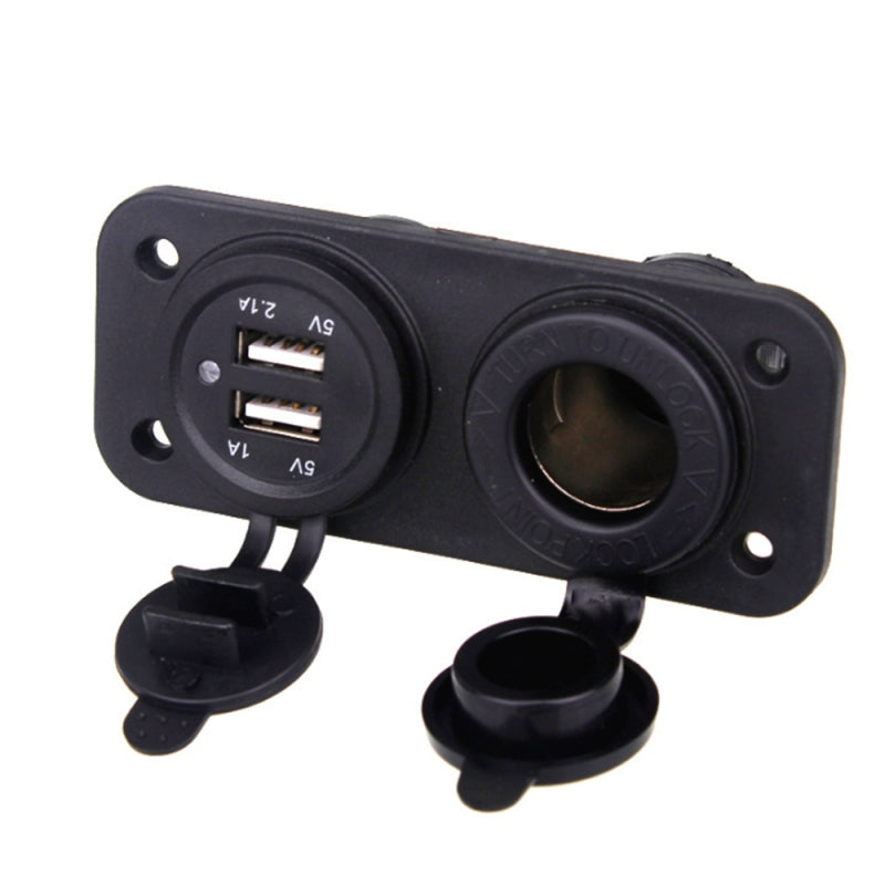 Car Charger Dual USB Port Splitter Socket Power Lighter Outlet 10*5*3.7cm Black