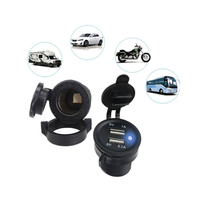 Car Charger Dual USB Port Splitter Socket Power Lighter Outlet 10*5*3.7cm Black
