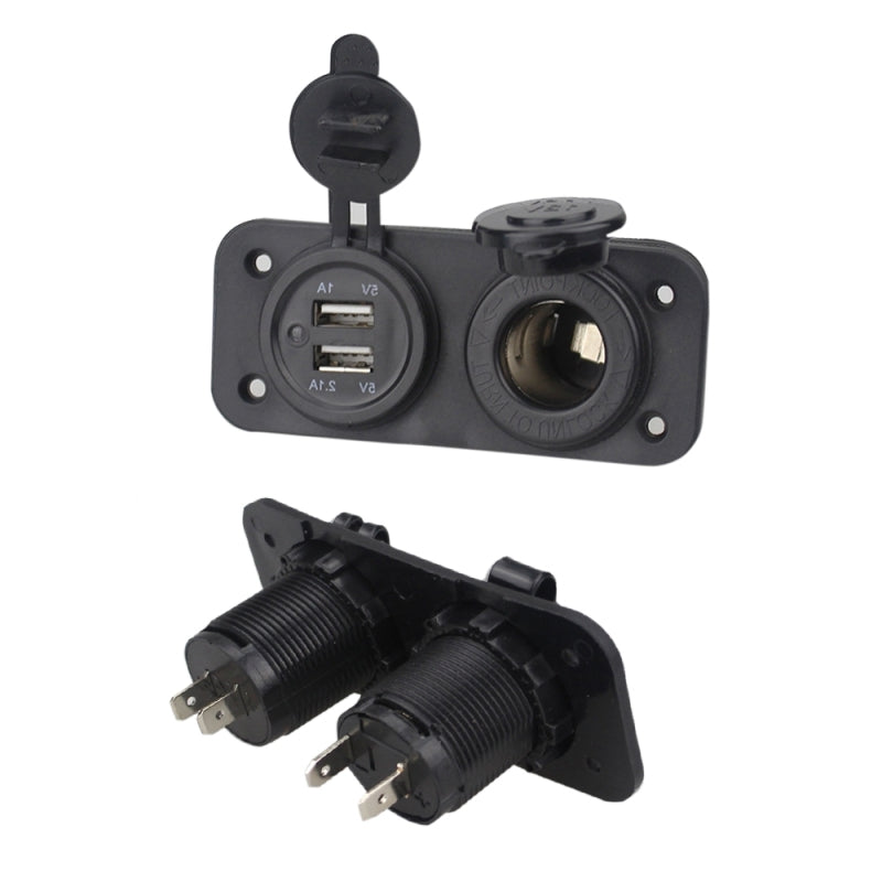Car Charger Dual USB Port Splitter Socket Power Lighter Outlet 10*5*3.7cm Black