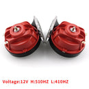 1 Pair Red 12V Loud Auto Truck 110DB Dual-tone Snail Electric Air Horn Universal