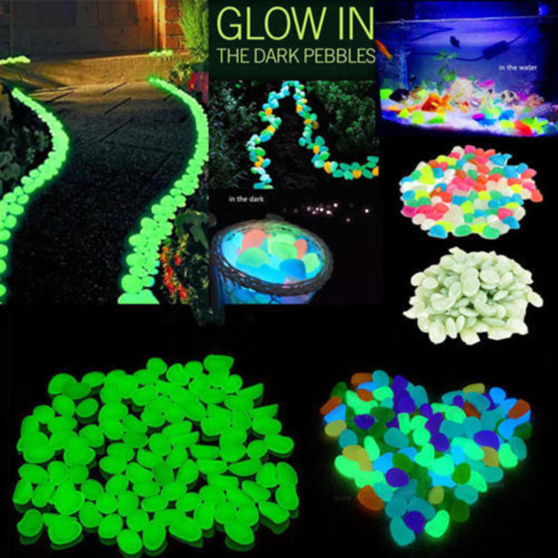 100pcs Glow in Dark Stones FISH TANK AQUARIUM Pebbles Rock Garden Road