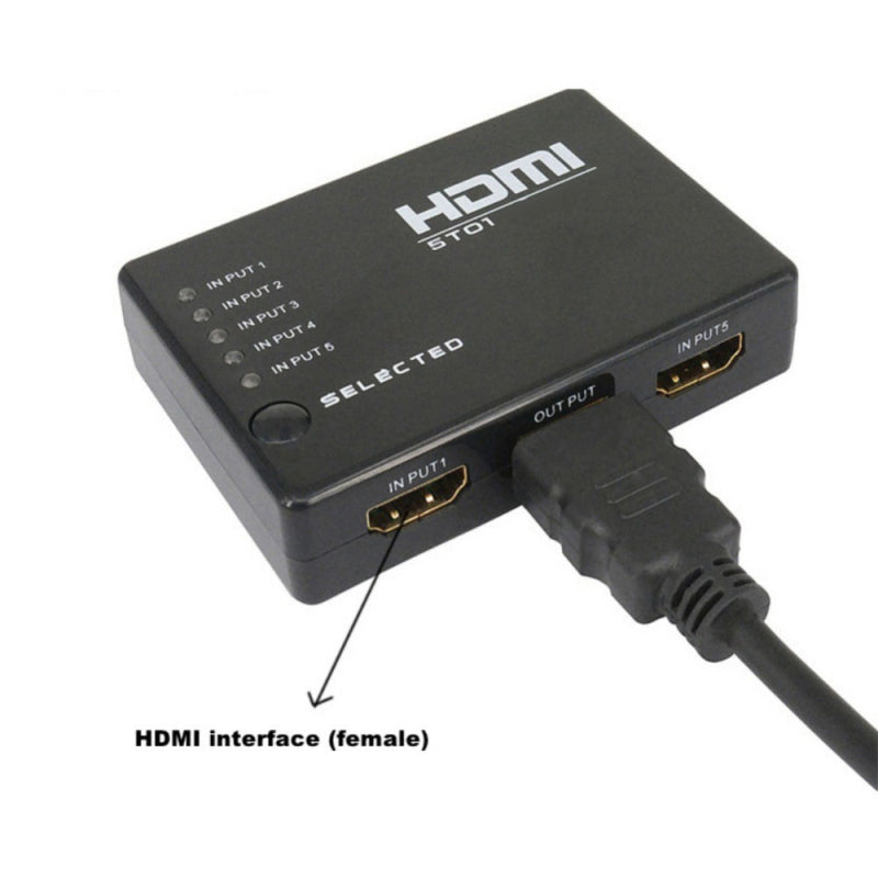 5 PORT HDMI Splitter Switch Selector Switcher Hub+Remote 1080p For HDTV FPQ