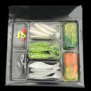 45Pcs Plastic Fishing Lures Set Mixed Soft Bait Holder Jig Assorted Hook NYM
