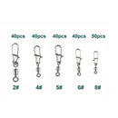 200pcs Rolling Swivels Sea Fishing Tackle Rigs Carp Size 2/4/5/6/8/12