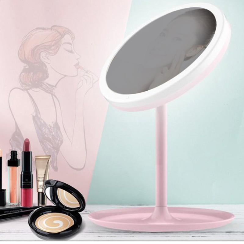 Folding Mirror LED Lighting Make Up Mirror USB Rechargeable With Storag XTA KLI