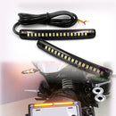 2x Flexible 17 LED Strip Light Brake Turn Signal Indicator Red+Amber Motorcycle