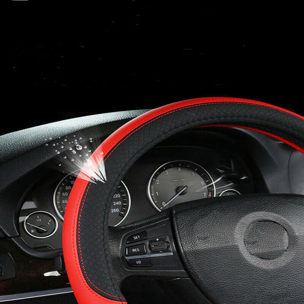 1* Car PVC Leather Steering Wheel Cover Anti-slip Protector 38cm /15inch  AFO