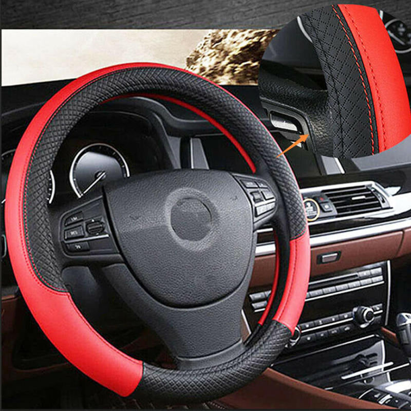 1* Car PVC Leather Steering Wheel Cover Anti-slip Protector 38cm /15inch  AFO