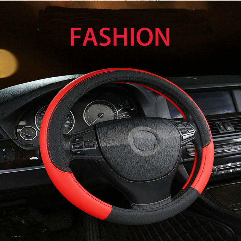 1* Car PVC Leather Steering Wheel Cover Anti-slip Protector 38cm /15inch  AFO