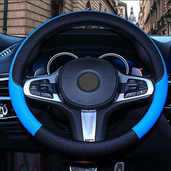 1* Car PVC Leather Steering Wheel Cover Anti-slip Protector Fit 38cm/15 sda