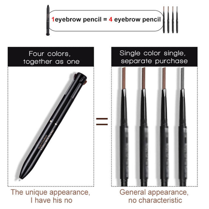 Charm Four-Color in One Multi-Function Automatic Waterproof Eyebrow Pencil Paint